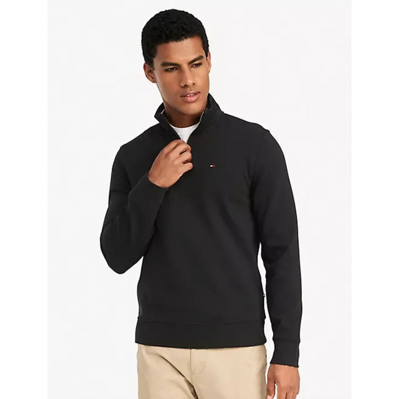 Tommy Hilfiger Men's Navy Blue Sold Quarter Zip Pullover Sweatshirt Size L NWOT - Picture 1 of 8